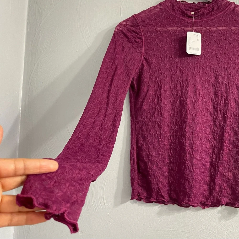 INTIMATELY Free people FROM THE START MOCKNECK LAYERING top sheer lace mesh